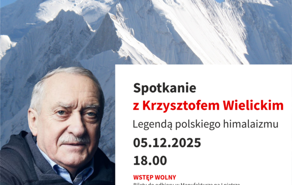 Plakat promujący spotkanuie z Krzysztofem Wielickim