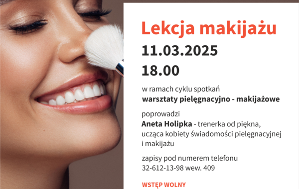 Plakat promujący warsztaty pielęgnacyjno-makijażowe, Lekcja makijażu