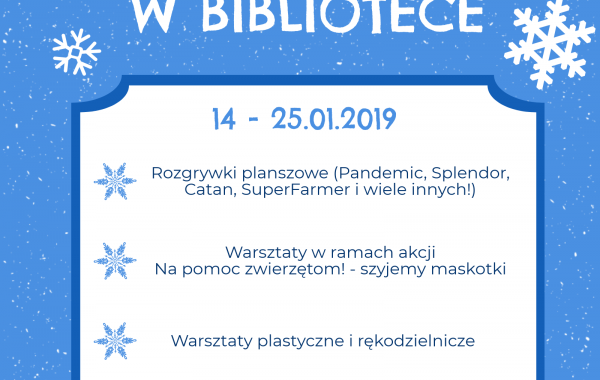 Zaproszenie na Ferie w Bibliotece