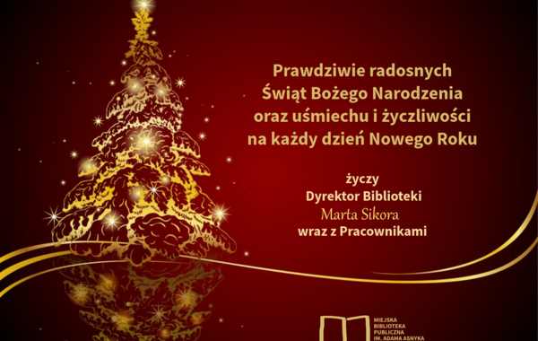 Kartka świąteczna z życzeniami w tonacji bordowo-złotej