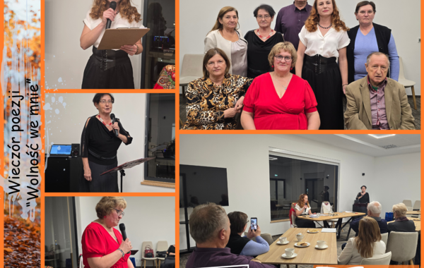 Kolaż ze zdjęć z wieczoru poezji, 12.11.2025