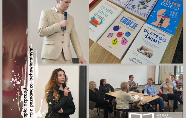 Kolaż ze zdjęć ze spotkania Klubu Zdrowia. Prelekcja o Depresji