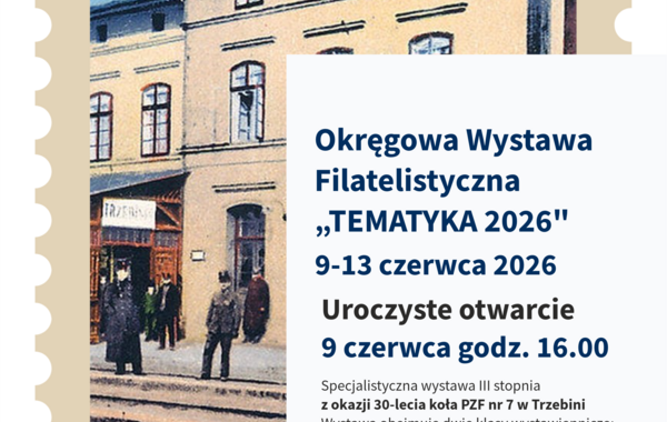 Plakat promujący Okręgową Wystawę Filatelistyczną "Tematyka 2026"