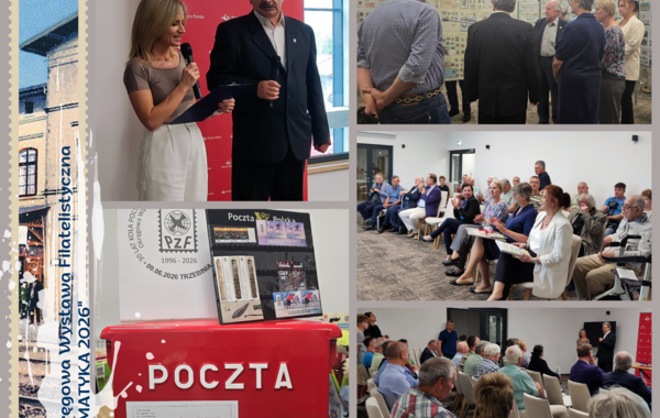 Kolaż ze zdjęć z wystawy filatelistycznej