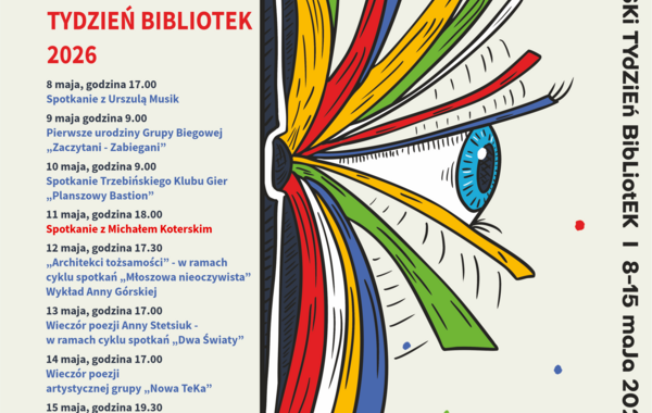 Plakat zapraszający na Tydzień Bibliotek