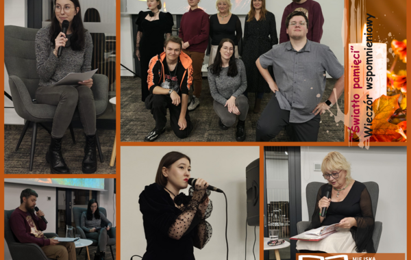 Kolaż ze zdjęć z wieczoru poetyckiego Światło pamięci