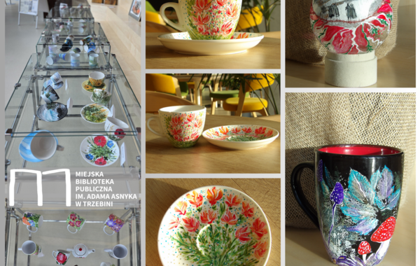 Kolaż ze zdjęć kubków, bombek ręcznie malowanych