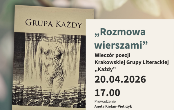 Plakat promujący wieczór poezji "Rozmowa wierszami"