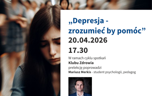 Plakat promujący prelekcję pt. Depresja