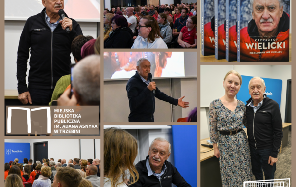 Kolaż ze zdjęć ze spotkania z Krzysztofem Wielickim
