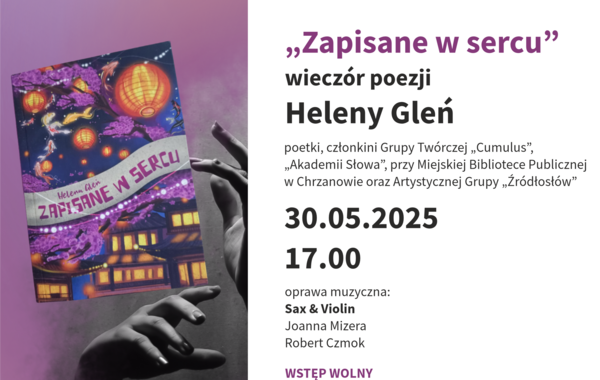 Plakat promujący wieczór poezji z Heleną Gleń