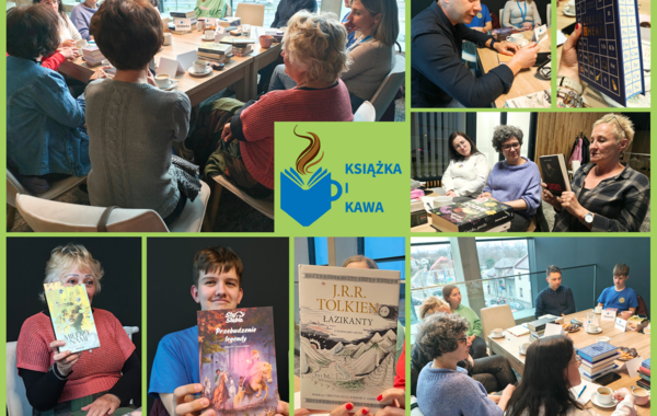 Kolaż ze zdjęć ze spotkania marcowego Klubu Czytelniczego
