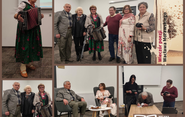 Kolaż ze zdjęć z wieczoru poetyckiego Wacława Morawskiego