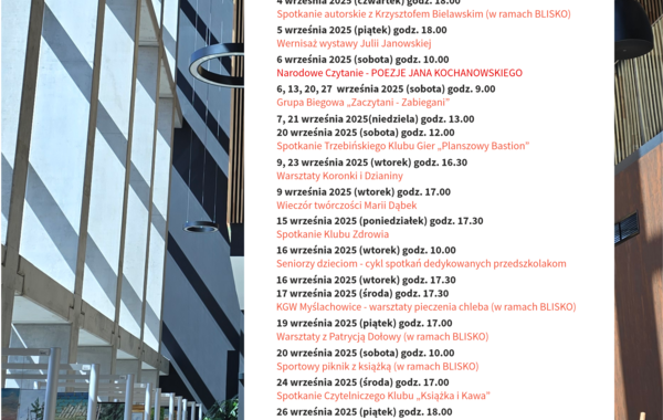 Plakat promujący wydarzenia we wrześniu w Manufakturze