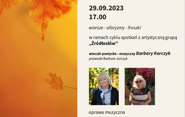 Plakat zapraszający na wieczór poetycko-muzyczny