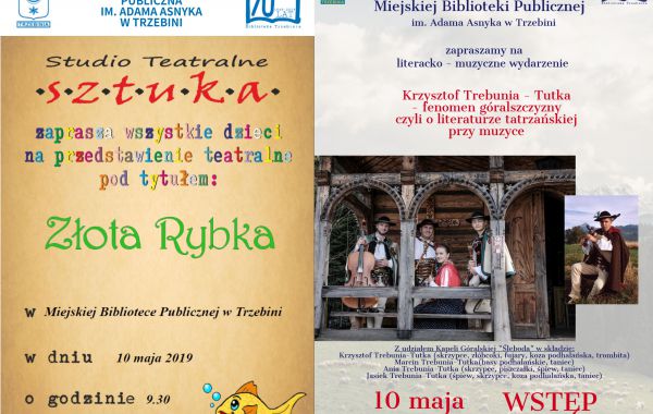 Zaproszenie na przedstawienie teatralne pt. Złota Rybka oraz na literacko-muzyczne wydarzenie