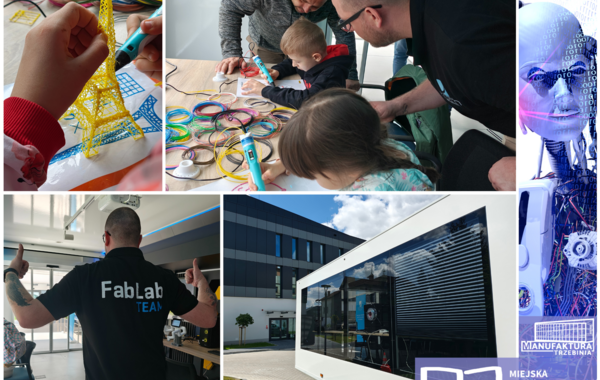 Kolaż ze zdjęć z dni otwartych Mobilnego FabLab
