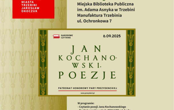 Plakat promujący na Narodowe Czytanie Poezji Jana Kochanowskiego