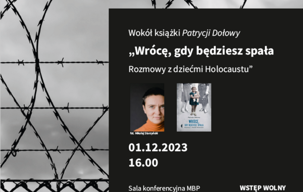 Plakat zachęcający do udziału w spotkaniu z Panią Patrycją Dołowy