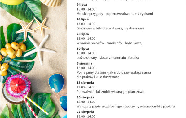 Plakat promujący warsztaty wakacyjne dla dzieci