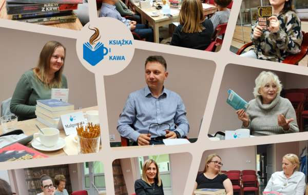 Kolaż ze zdjęć ze spotkania Klubu Czytelniczego w październiku