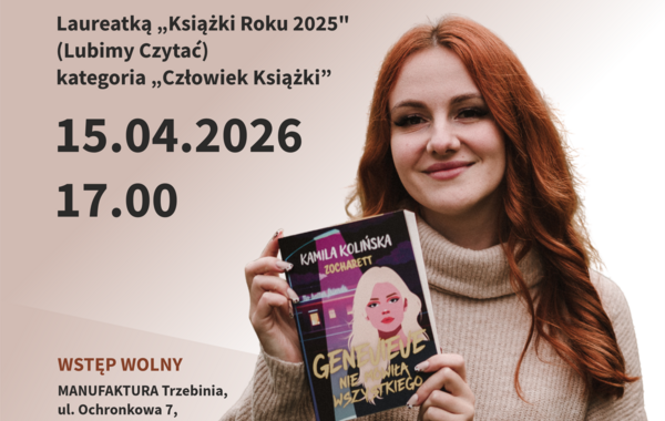 Plakat promujący spotkanie autorskie z Kamilą Kolińską