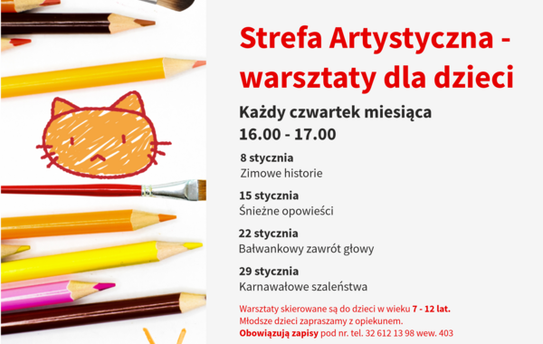 Plakat promujący warsztaty dla dzieci w styczniu 2026 roku