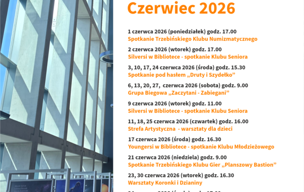 Plakat promujący Kluby działające w Bibliotece w czerwcu