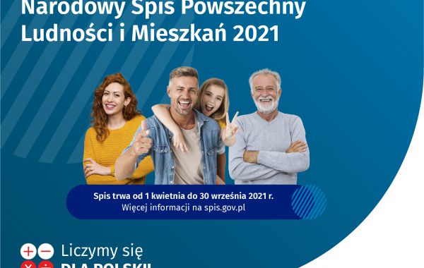 Logo promujące Narodowy Spis Ludności i Mieszkań 2021