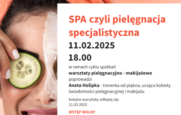 Plakat promujący warsztaty pielęgnacyjno-makijażowe