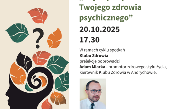 Plakat promujacy spotkanie w ramach Klubu Zdrowia, 20.10.2025 r.