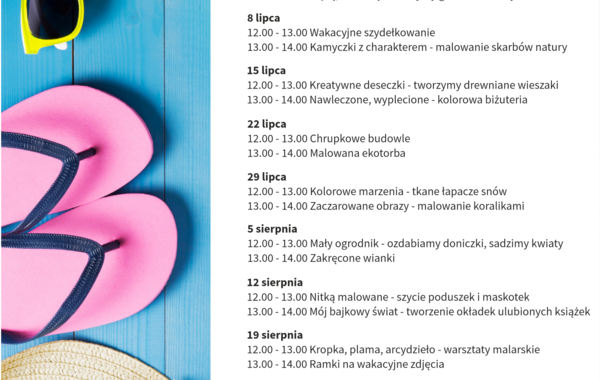 Plakat promujący letnie warsztaty dla dzieci