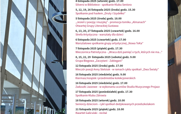 Plakat promujący wydarzenia w listopadzie