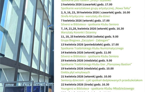 Plakat promujący Kluby działające w kwietniu 2026 roku