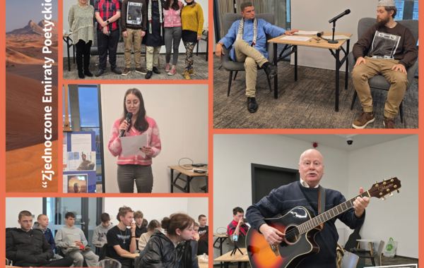 Kolaż ze spotkania poetyckiego "Zjednoczone Emiraty Poetyckie"