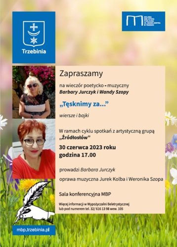 Plakat zapraszający na wieczór poetycko – muzyczny Wandy Szopy