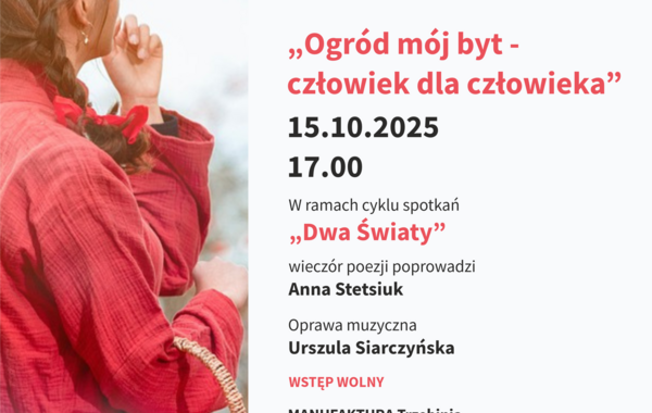 Plakat promujący wieczór poezji "Dwa światy"