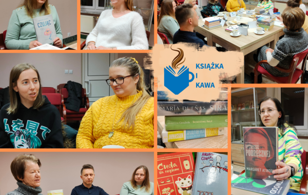 Kolaż ze zdjęć ze styczniowego spotkania Klubu Czytelniczego