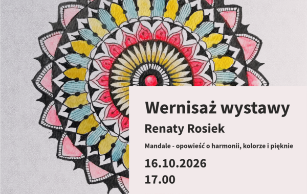 Plakat promujący wernisaż wystawy Renaty Rosiek