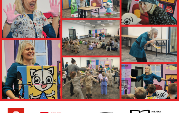 Kolaż ze zdjęć z warsztatów z Kicią Kocią