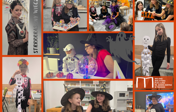 Kolaż ze zdjęć ze spotkania Strasznego wieczoru w Manufakturze