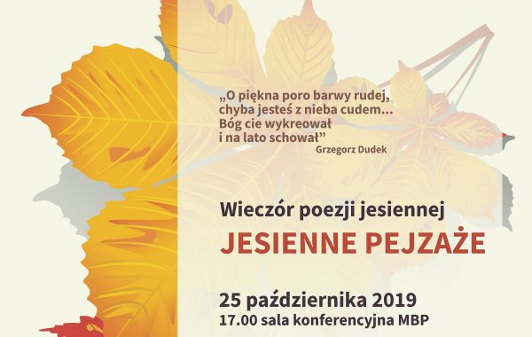 Zaproszenie na Wieczór poezji jesiennej Jesienne Pejzaże