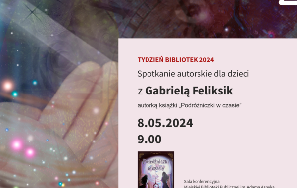 Plakat promujący spotkanie autorskie z Gabrielą Fliksik