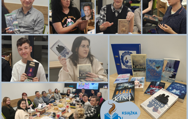 Kolaż ze spotkania styczniowego Klubu Czytelniczego