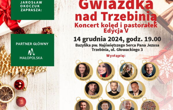 Plakat promujący koncert kolęd i pastorałek Pierwsza Gwiazdka nad Trzebinią