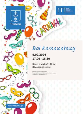 Plakat zachęcający do udziału w Balu Karnawałowym