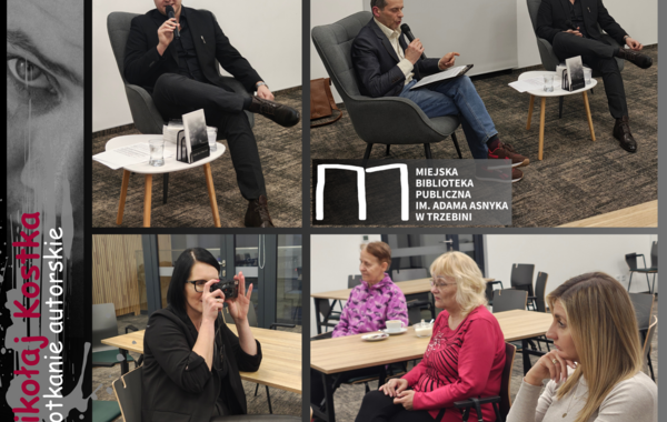 Kolaż ze zdjęć z wieczoru poezji Mikołaja Kostki