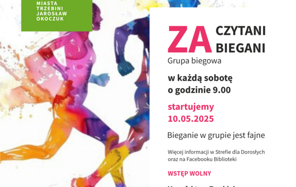 Plakat promujący Grupę Biegową "Zaczytani Zaabiegani"