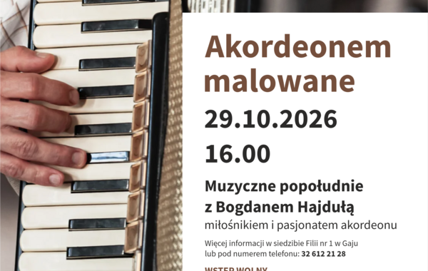 Plakat promujący muzyczne popołudnie z Bogdanem Hajdułą