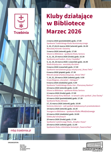 Kluby działające w Bibliotece, marzec 2026